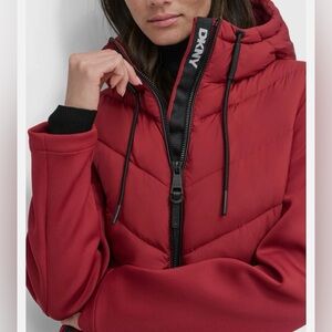 DKNY Women's Light Weight Puffer Coat RED Size Large New With Tag